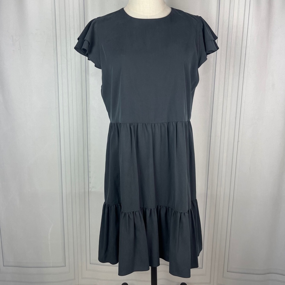Alice + Olivia-Demi‎ Babydoll Dress-Flutter-Sleeve/Tiered/Ruffle-Black-Size 6